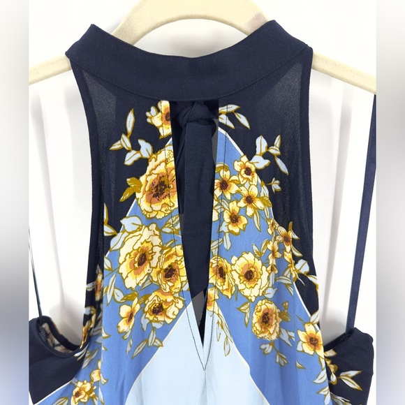 Free People Beat Of My Heart Tunic Top Mini Dress Size S Blue Floral Halter NWT - Picture 5 of 12